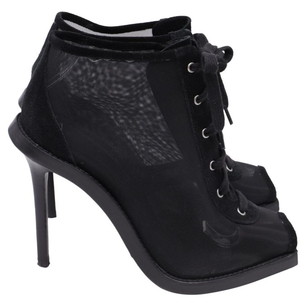 Versus Versace Mesh Sandals in Black Suede